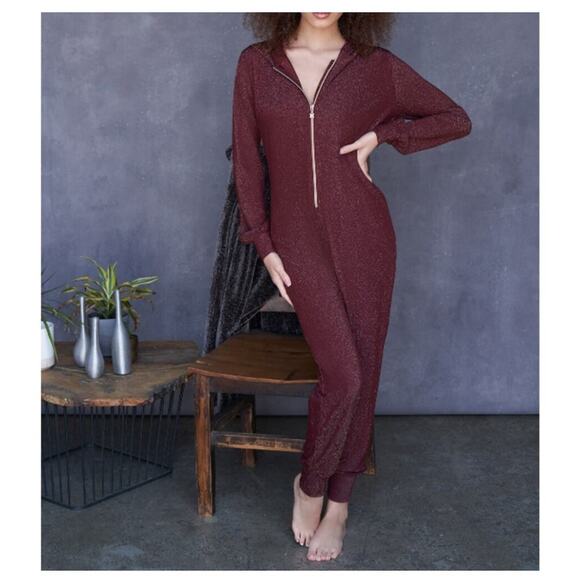 Savage X Fenty Jumpsuit SZ Small Sleep & Shine Hooded Sparkle Loungewear Onesie - Picture 3 of 16
